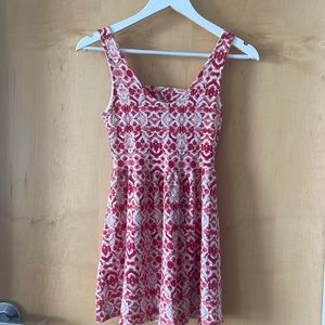 Cotton Mini Dress | Size Small | Light Pink, Dark Pink and Coral